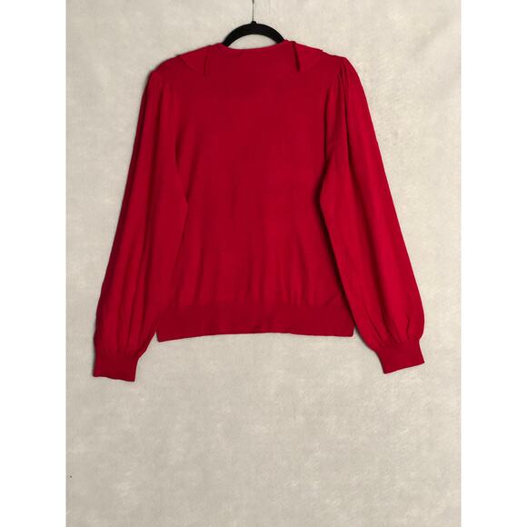 Lauren Ralph Lauren Women's Medium Cotton Blend Ruffle V-Neck Top Red NEW - Picture 4 of 7